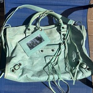 Balenciaga Mint Seafoam Green City Shoulder Bag